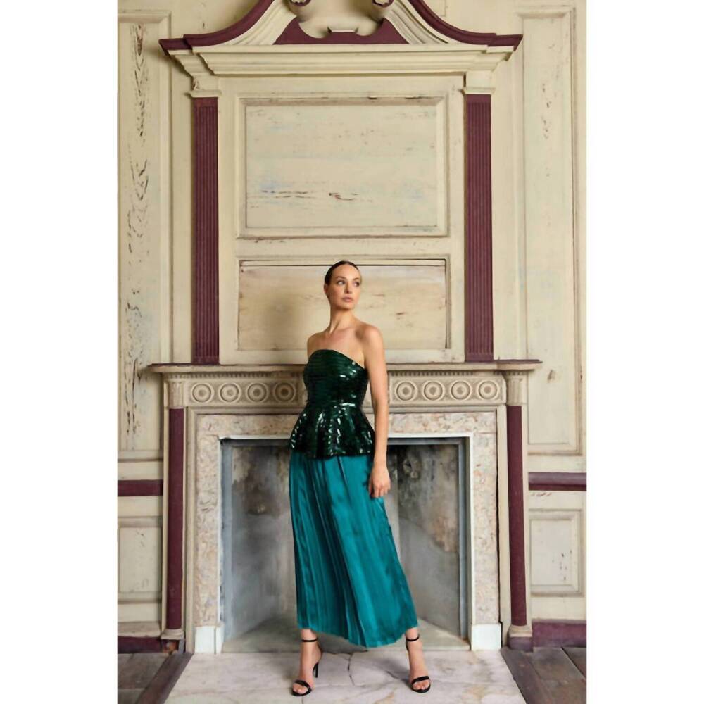 NEW ALDEN ADAIR mcneil pleated maxi skirt in beryl